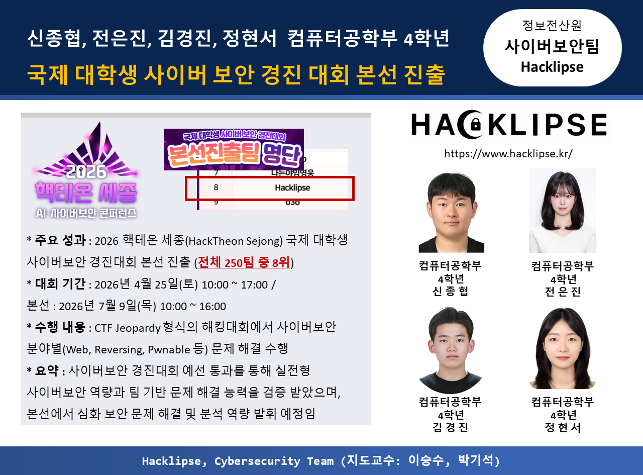 국제 대학생 사이버 보안 경진 대회 본선 진출 대표이미지